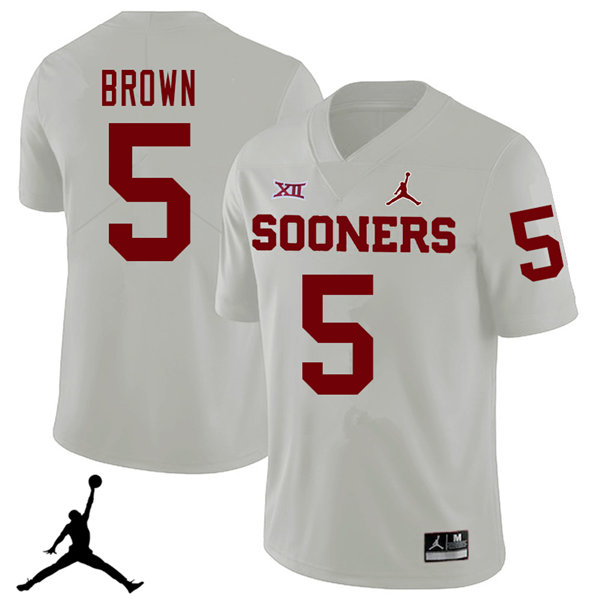 Jordan Brand Men #5 Marquise Brown Oklahoma Sooners 2018 College Football Jerseys Sale-White - Click Image to Close
